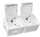 ADELEQ 13-26501223 ΔΙΠΛΗ ΠΡΙΖΑ ΕΞΩΤΕΡΙΚΗ ΣΤΕΓΑΝΗ IP54 16A ΛΕΥΚΗ